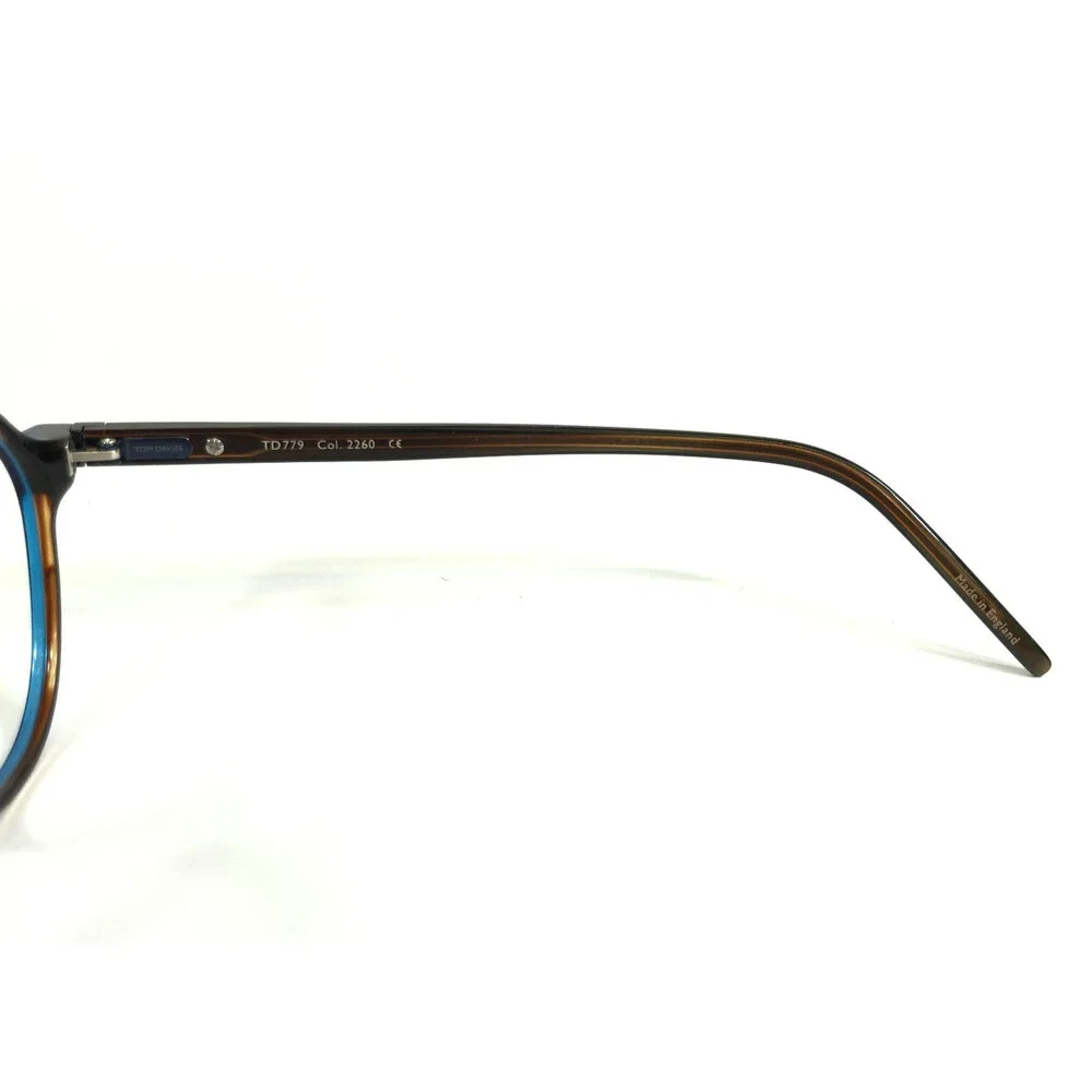 Tom Davies Eyeglasses Frames TD779 Col. 2260 Clear Blue on Brown 49-17-145